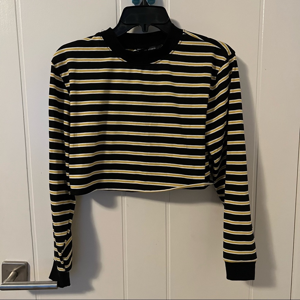 AE striped cropped long sleeve tee